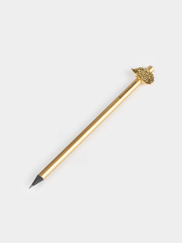 Pencil, 18 cm, black-graphite, with a figure, milky, Golden hedgehog, Draw figure, image-1