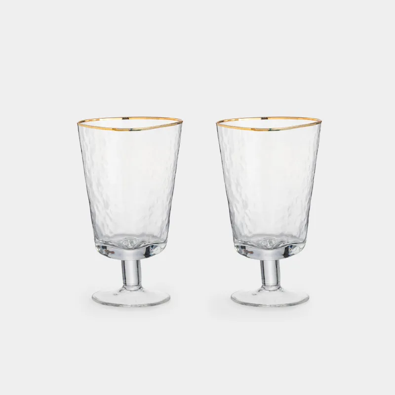 Drinking glass, 380 ml, 2 pcs, glass, golden edging, Triangle Gold