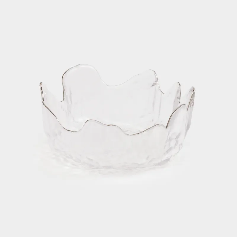 Bowl, 13x6 cm, glass, with silver edging, Nautilus silver, image-1
