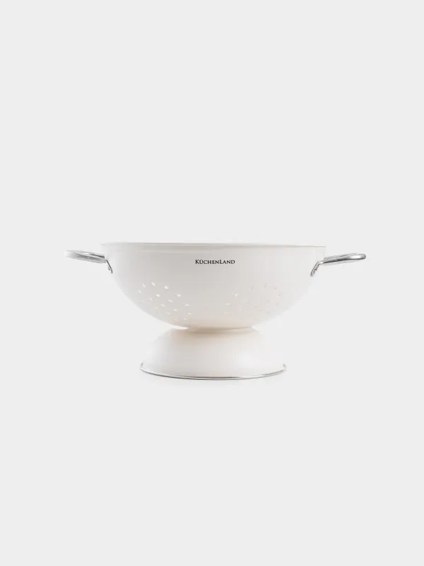 Colander, 24 cm, with two handles, on a stand, metal, milk, Course, image-5