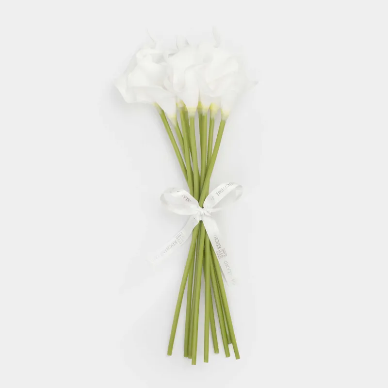 Artificial bouquet, 34 cm, polyurethane/PVC, White calla lilies, Flower garden