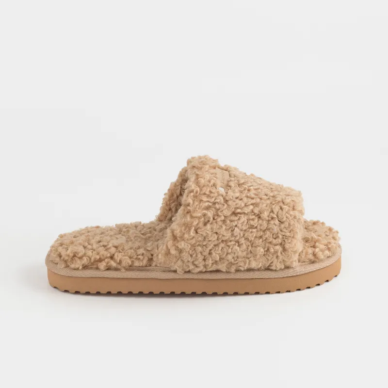 Women's slippers, homewear, size 36-37, plush, brown, Curled