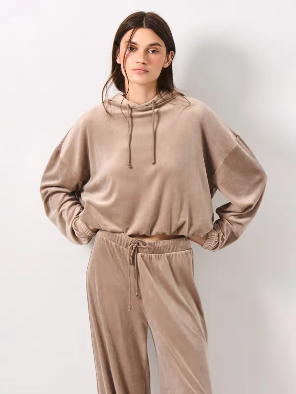 Women's sweatshirt, homewear, size L, velour, sand, Lillian, image-4