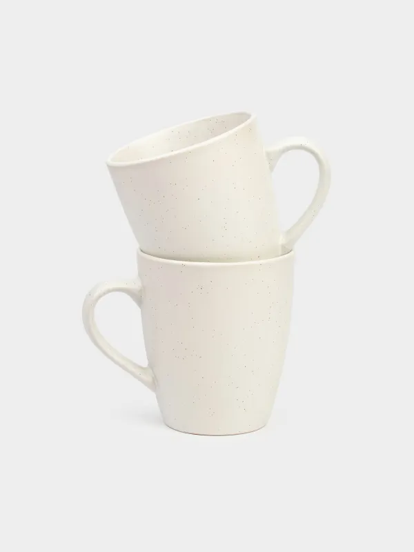 Mug, 400 ml, 2 pcs, ceramic, milk, speckled, Particle, image-0