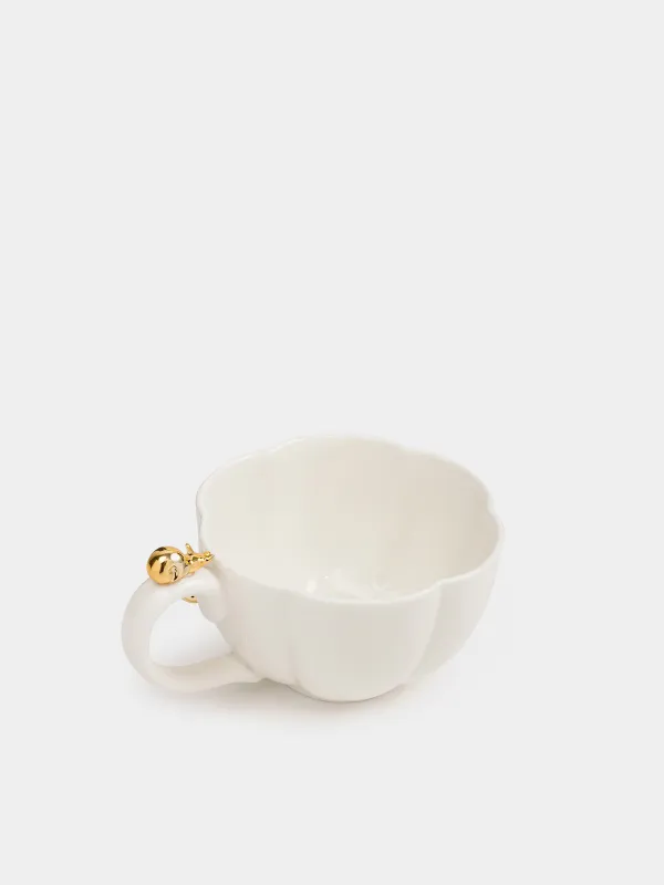 Mug, 500 ml, porcelain P, milky gold, Snails, Tale garden, image-1