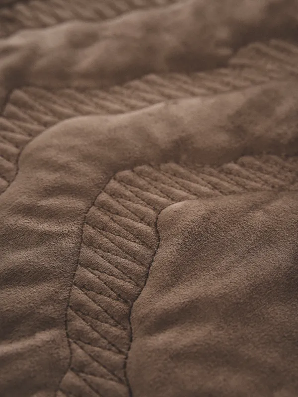 Bedspread, 220x240 cm, quilted, velvet/microfiber, brown, Stitch velvet, image-3