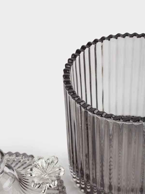 Storage container, 17x11 cm, 550 ml, with lid, glass R / metal, gray, Bird, Selene, image-3