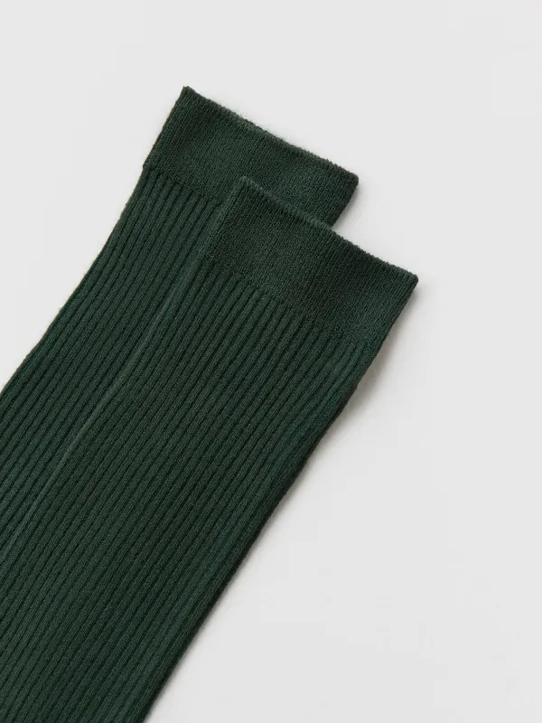 Women's socks, size 36-38, ribbed, bamboo / polyester, dark green, Heddy, image-1