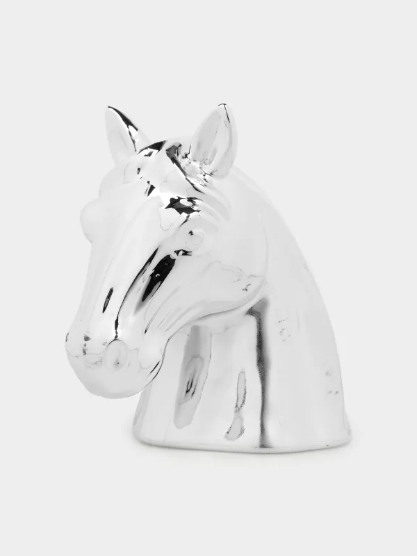 Piggy bank, 16 cm, porcelain P, silver, Horse, Horse silver, image-0