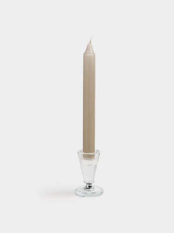 Candlestick, 8 cm, for a thin candle, on a leg, crystal glass, silver leg, Lux crystal, image-2