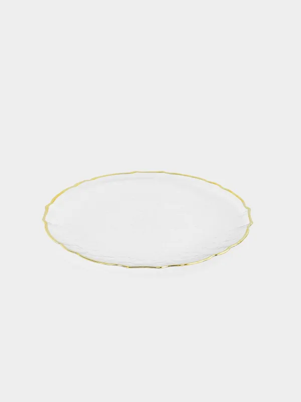 Charger plate, 33 cm, glass, with golden edging, Nautilus gold, image-3