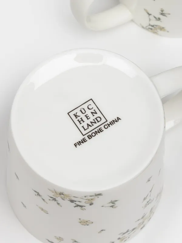 Mug, 450 ml, 2 pcs, porcelain F, white, Flowers, Florin, image-5