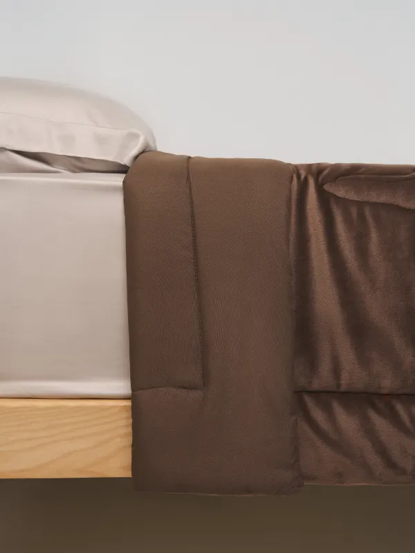 Bedspread, 220x240 cm, quilted, velvet/microfiber, brown, Palm leaves, Stitch velvet, image-2