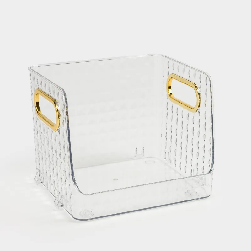 Organizer box, 20x17x15 cm, with gold handles, plastic, Kandy