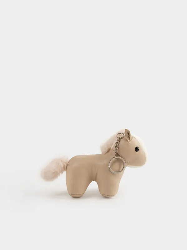 Keychain, 12 cm, polyurethane / metal, beige, Horse, Keychain toy, image-3