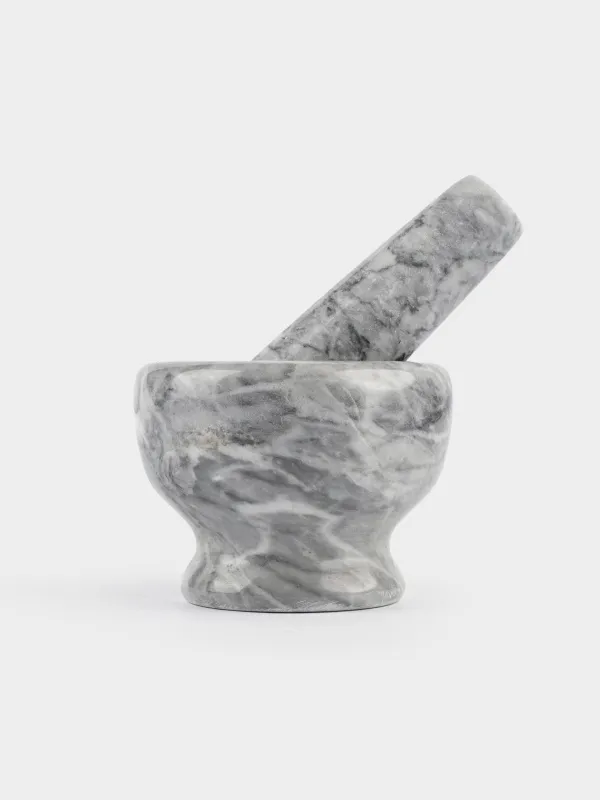 Spice mortar, 8 cm, with pestle, Marble, Grey, Marble, image-4