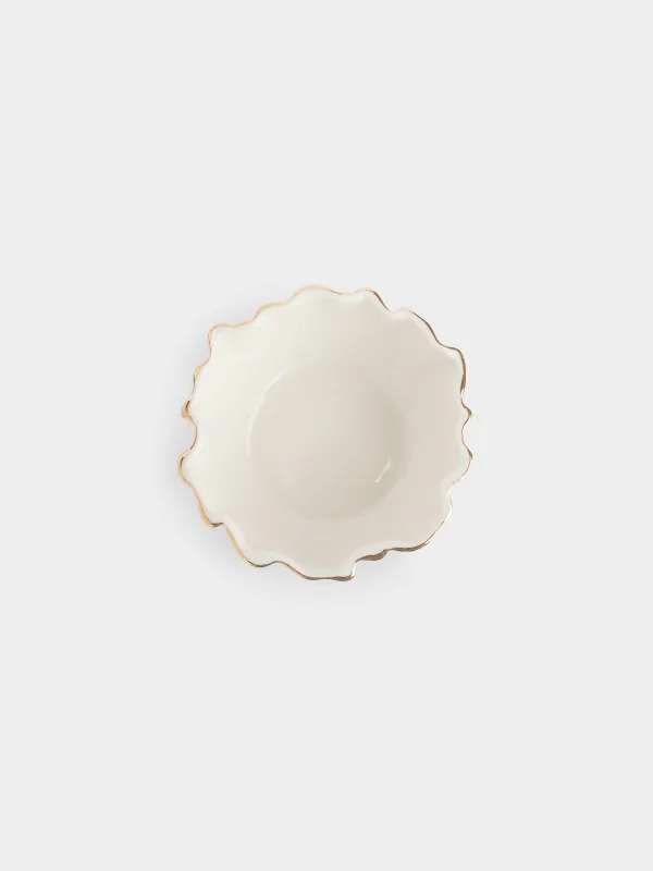Bowl, 12x5 cm, porcelain P, with golden edging, Crumpled effect, Crumple gold, image-1