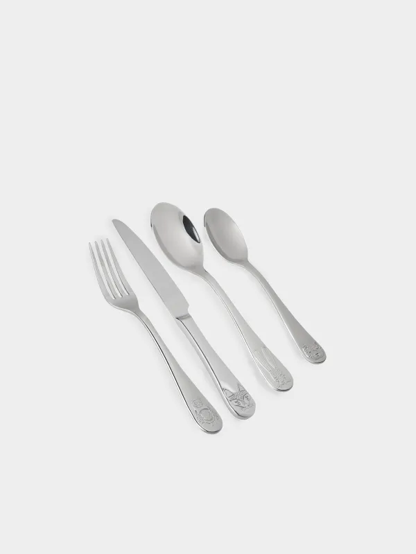 Cutlery, children's, 1 Persian, 4 pr, steel, Animals, Zoo, image-1