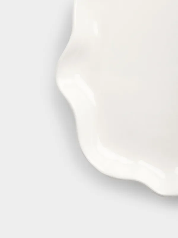 Snack plate, 20 cm, ceramic, milky, Wavy edge, Crumple, image-3