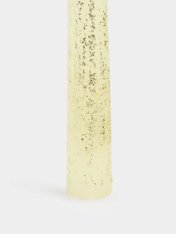 Candle, 25 cm, thin, with glitter, milky, Sparkly candle, image-1