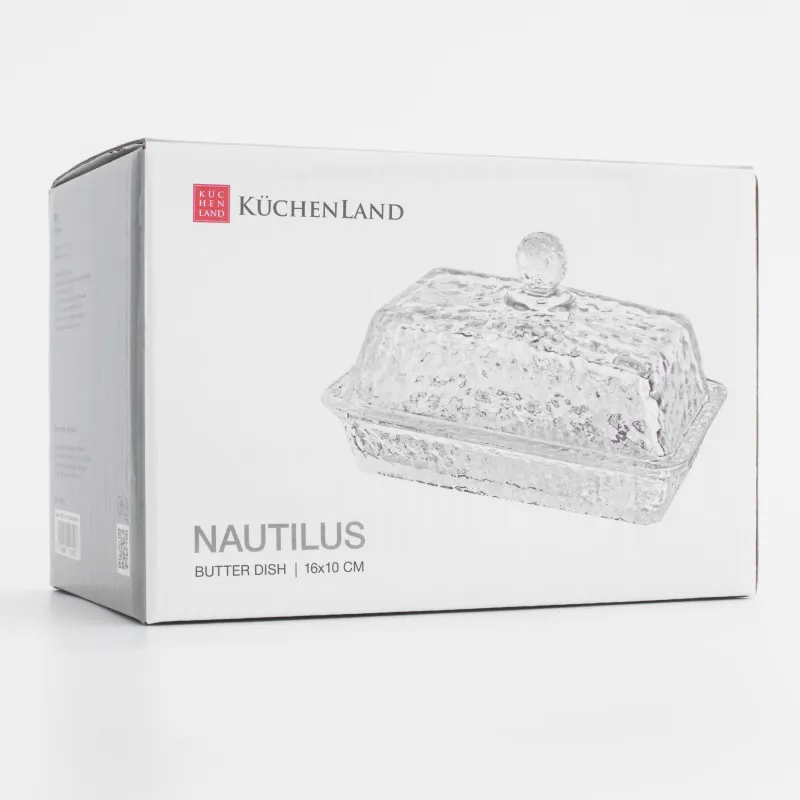 Butter dish, 16 cm, glass, rectangular, Nautilus, image-5