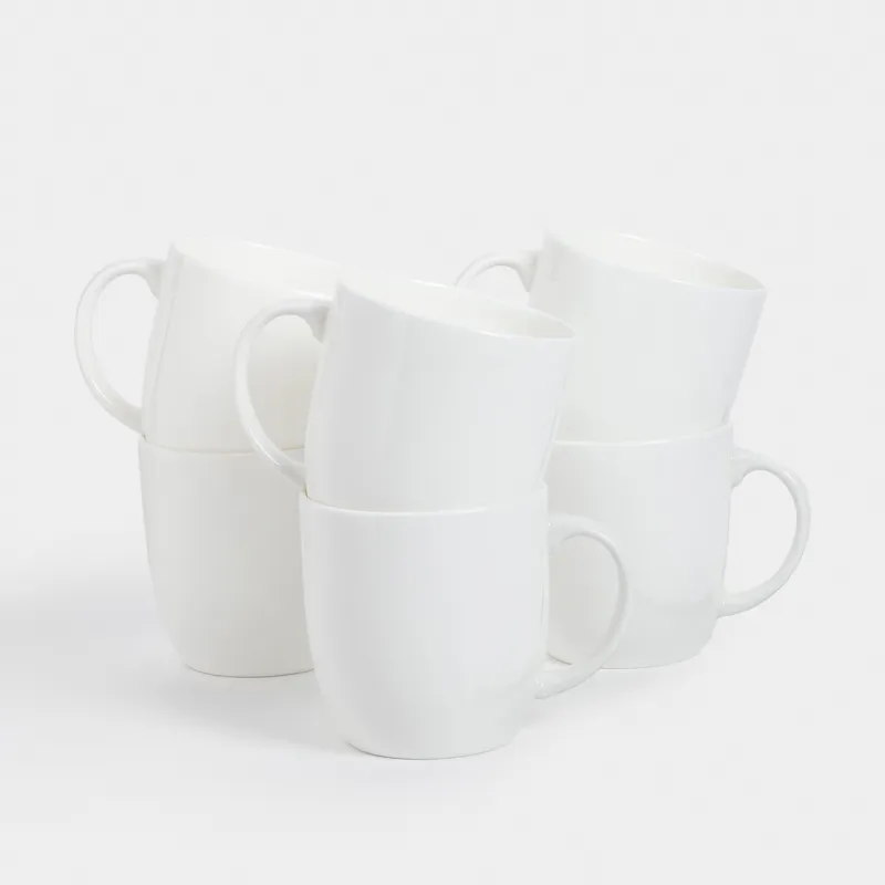 Mug, 370 ml, 6 pcs, porcelain F, white, Ideal white