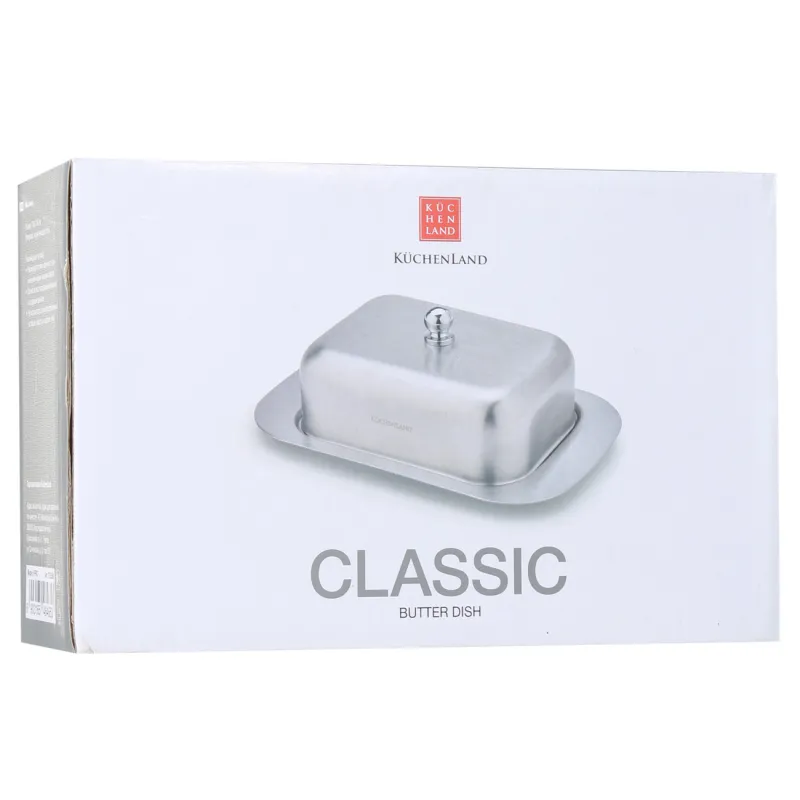 Butter dish, 18 cm, steel, rectangular, Classic, image-3