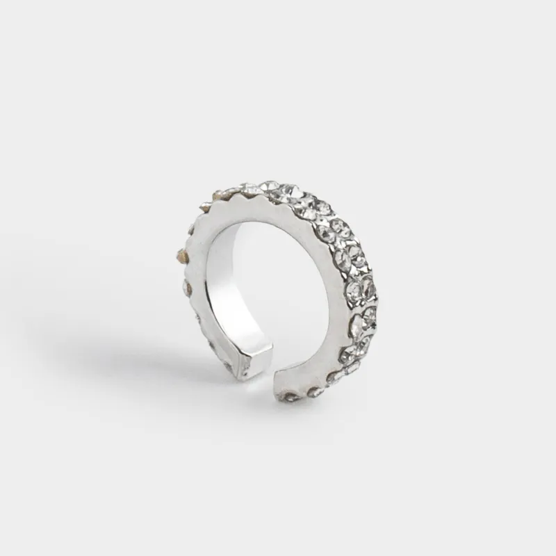 Cuff earring, 1 cm, metal, silver, Crystals, Jewelry crystal