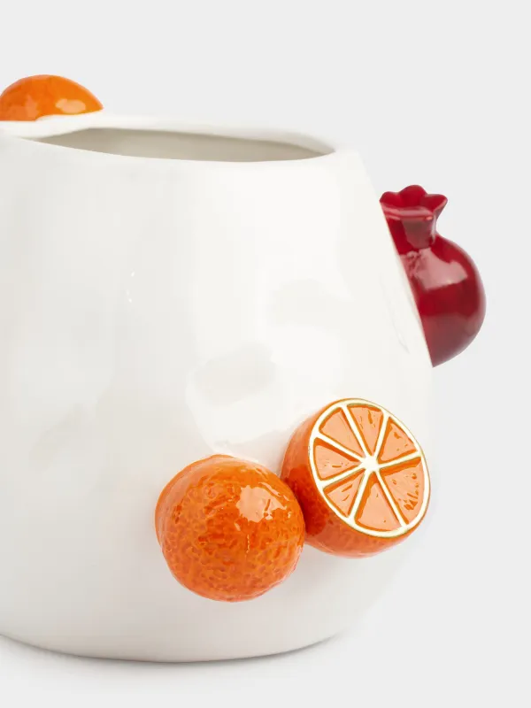 Flower vase, 19 cm, decorative, ceramic, Pomegranates and tangerines, Fruit, image-3