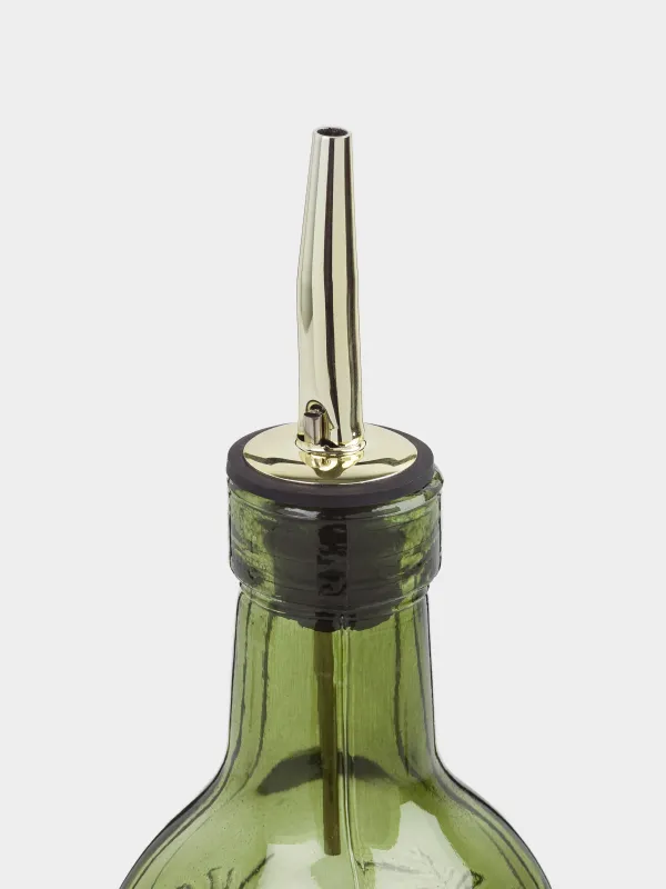 Oil or vinegar bottle, 500 ml, with dispenser, glass R / metal, green, Monstera, Royal jungle, image-3