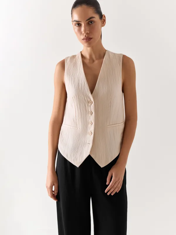 Women's vest, size S, with drawstrings, viscose / polyester, milky, Giselle, image-9
