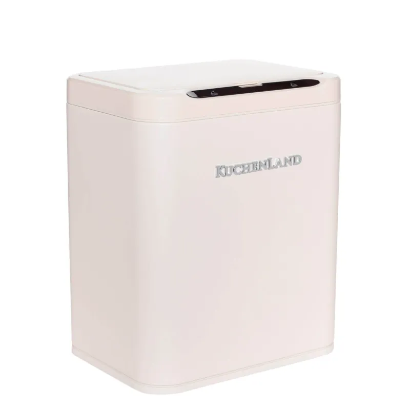 Trash can, 13 l, touch-sensitive, steel/plastic, rectangular, beige, Vintage kitchen