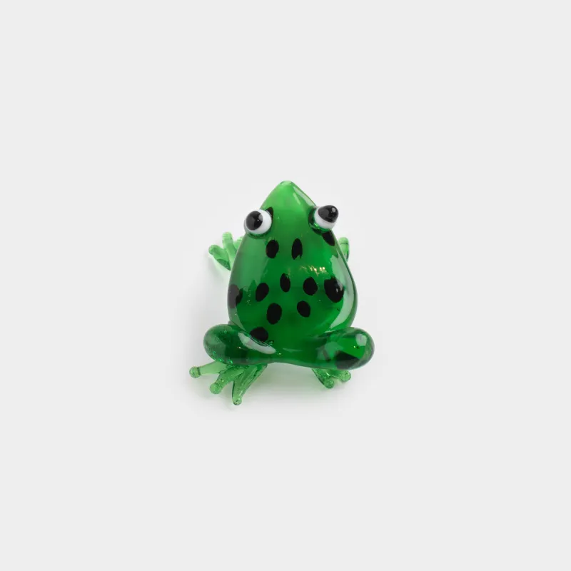 Statuette, 5х3 cm, glass, green, Frog, Vitreous