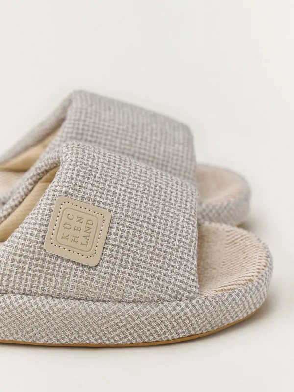 Women's slippers, homewear, size 36-37, polyester, light gray, Serious, image-3