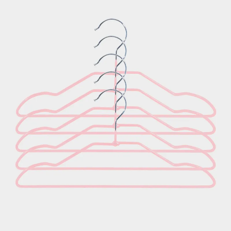 Hanger, 28 cm, 5 pcs, children's, metal coated, pink, Colorful house, image-0