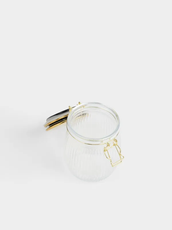 Bulk products jar, 750 ml, clip, glass / metal, golden, Ribby gold, image-4