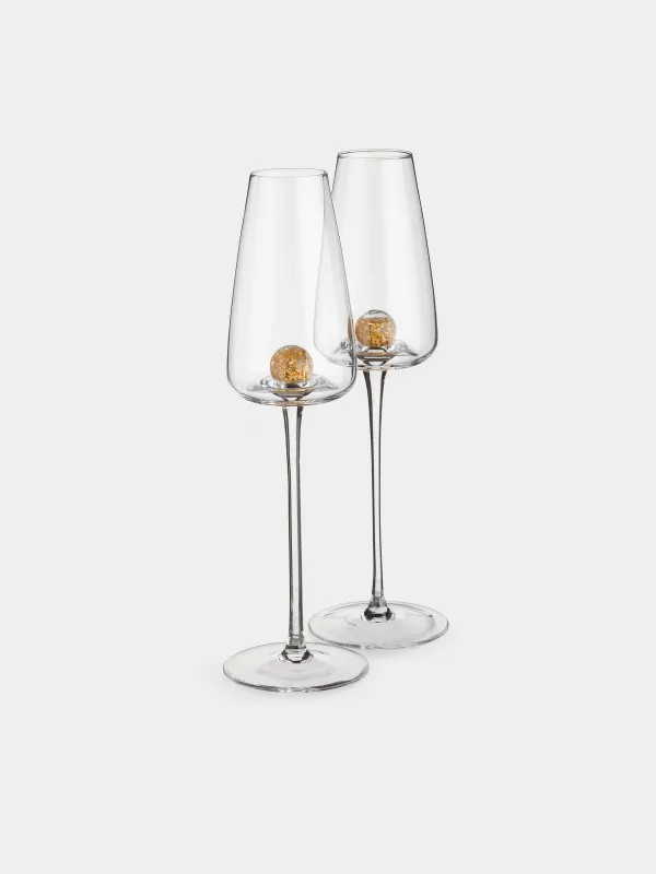 Drinking glass, 270 ml, 2 pcs, Crystal glass, Amber ball, Sorento, image-1