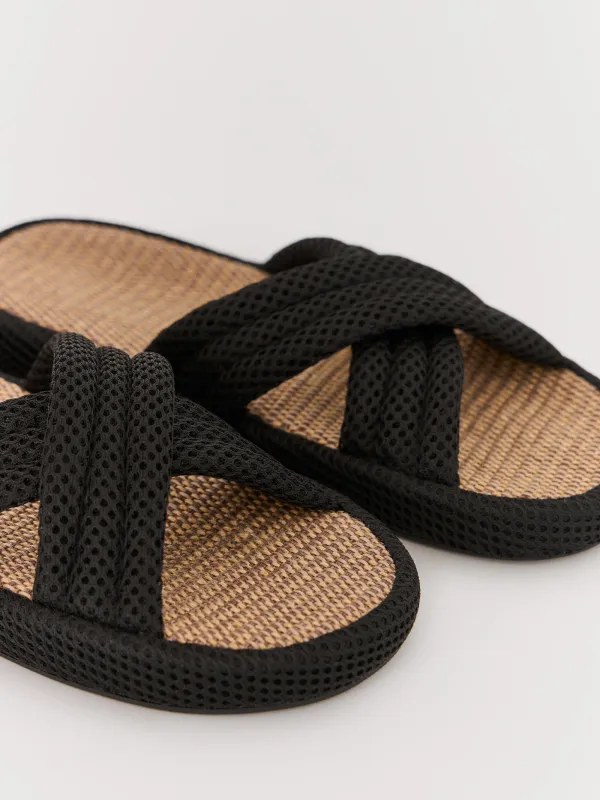 Women's slippers, homewear, size 36-37, polyester, brown, Walk X, image-5