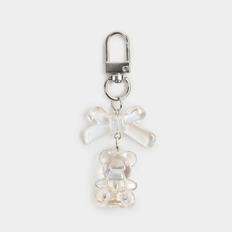 Keychain, 8 cm, acrylic/metal, mother-of-pearl, Teddy Bear, Keychain polar