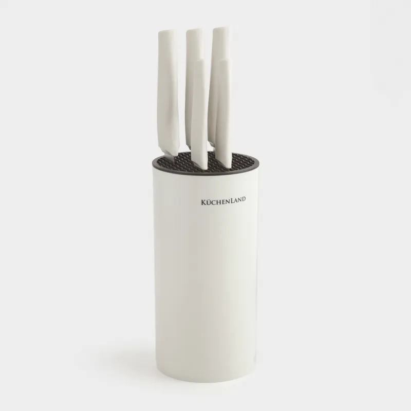 Knife set, 5 pr, in stand, steel / plastic, grey, Daily