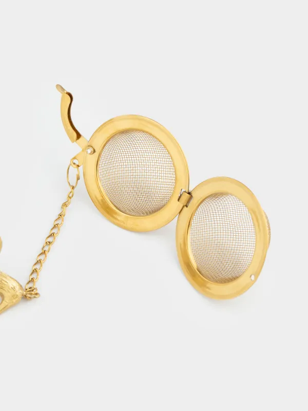 Tea strainer, 5 cm, polyresin / metal, golden, Hummingbird, Paradise garden, image-3