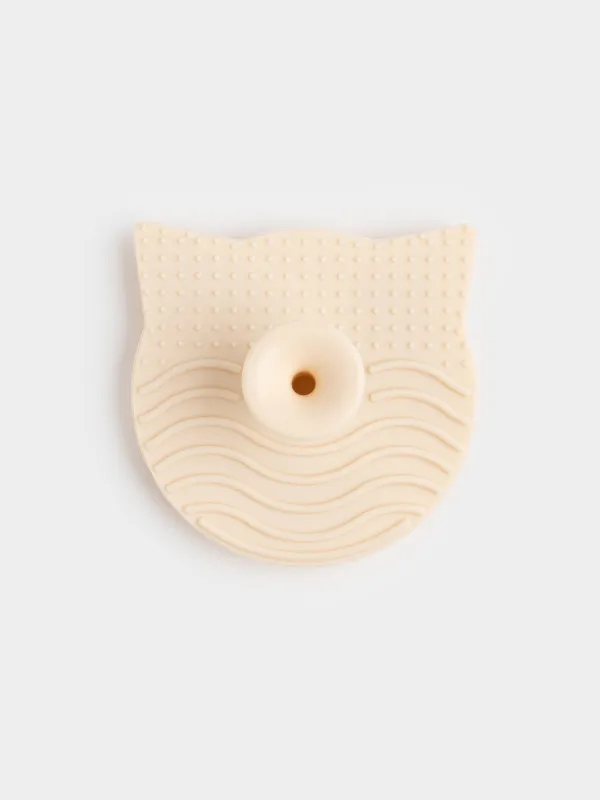 Facial cleansing brush, 6 cm, Massage, Suction cup, Silicone, beige, Cat, Manny, image-3
