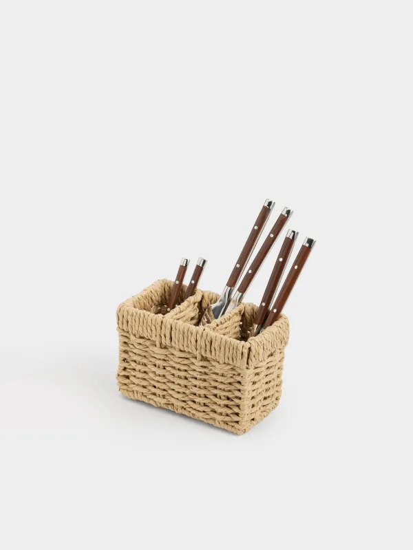 Kitchen accessories stand, 15x10 cm, 3 compartments, cellulose, Braided, image-3