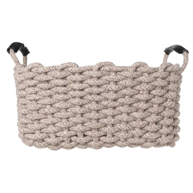 Storage basket, 35x25x15 cm, cotton/polyester, rectangular, beige-gray, Cozy striped, image-2