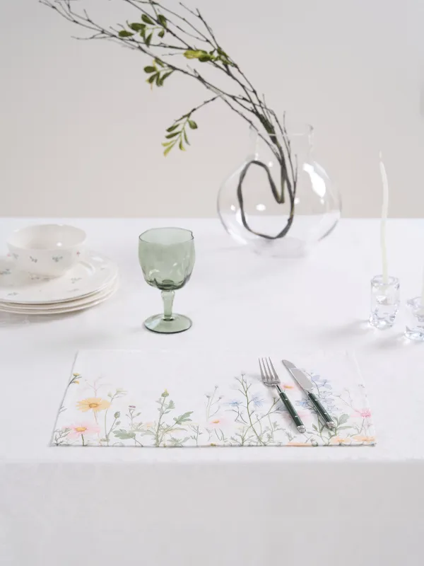 Placemat, 30x45 cm, jacquard, polyester, milky, Wildflowers, Petals serenity, image-5