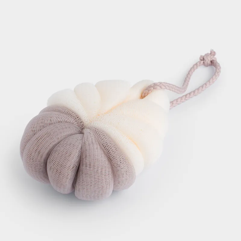 Body washcloth, 13 cm, polyethylene, Beige-white, Flower, Showy, image-1