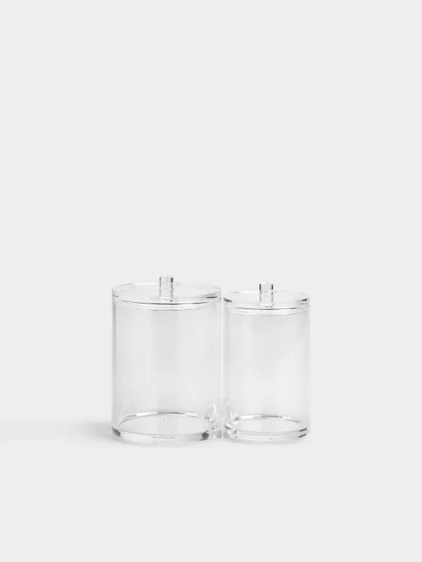 Container for cotton pads/sticks, 15x12 cm, 2 units, with lid, plastic, Basic, image-0