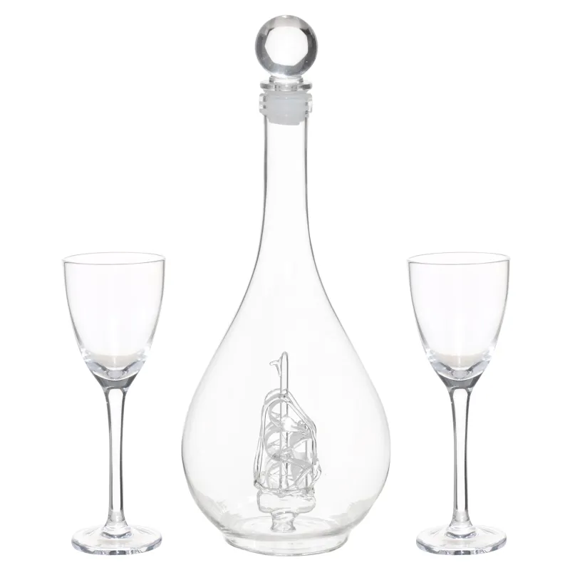 Drink set, 2 pers, 3 items, decanter / Drinking glass, Glass, Ship, Bar, image-1