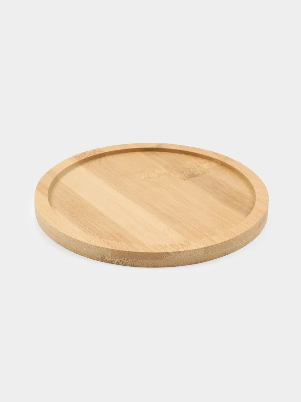 Frying pan, 14 cm, on a stand, cast iron / bamboo, round, black, Authentic , image-2