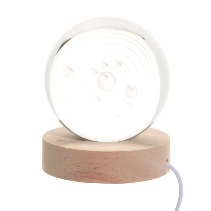 Decorative lamp, 10 cm, glass / wood, Planets, Illumination, image-1